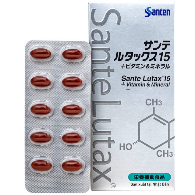 Viên uống Sante Lutax 15+ Vitamin & Mineral - Hỗ trợ bảo vệ mắt khỏi tác hại từ ánh sáng xanh (9 vỉ x 10 viên)